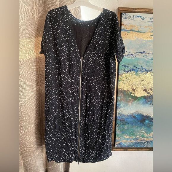 Madewell Zip Back Polka Dot Shift Mini Dress Black White Size 6 Zipper Back - Picture 7 of 15